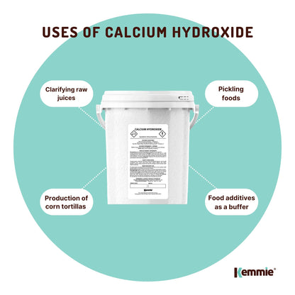 Kemmie 600g Calcium Hydroxide Powder Tub - Food Grade Pickling Lime FCC