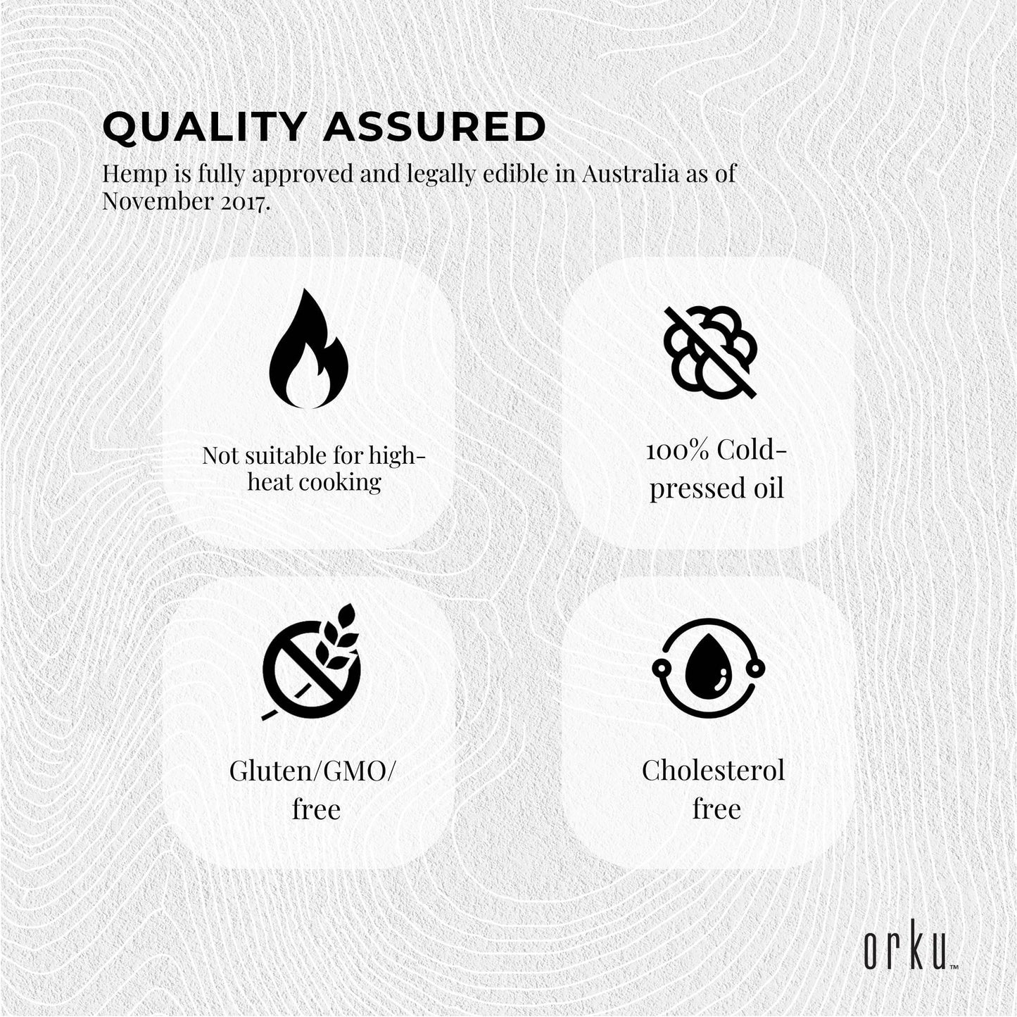 Orku 1L Organic Hemp Seed Oil - Cold Pressed Food Grade Oils.