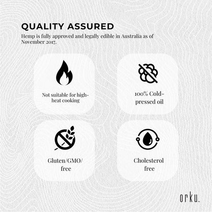 Orku 1L Organic Hemp Seed Oil - Cold Pressed Food Grade Oils.