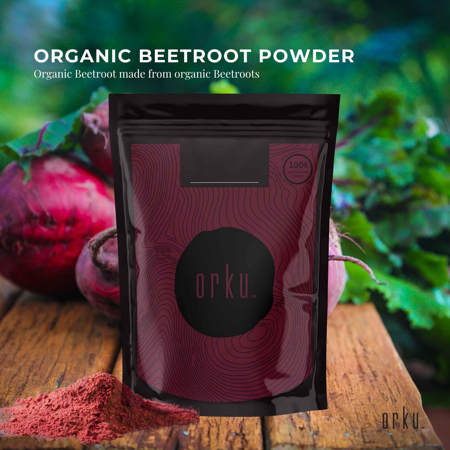 Orku 1Kg Organic Beetroot Powder - 100% Pure Beet Root Powder - Beta vulgaris