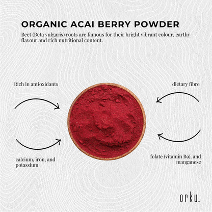Orku 800g Organic Beetroot Powder - 100% Pure Beet Root Powder - Beta vulgaris