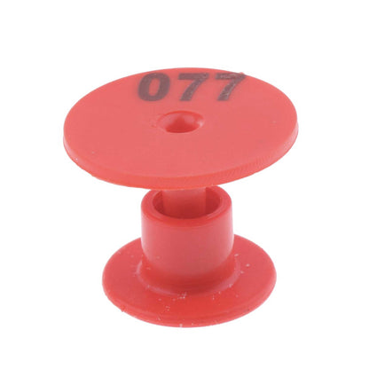 1-100 Cattle Number Ear Tag 6x7cm Set - Medium Red Sheep Livestock Label