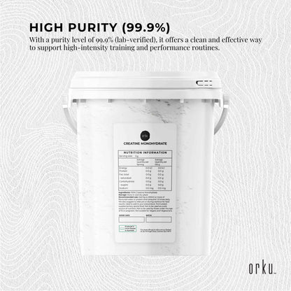 Orku 3Kg Creatine Monohydrate Powder Tub - 200 Mesh Micronised | 99.9% Purity