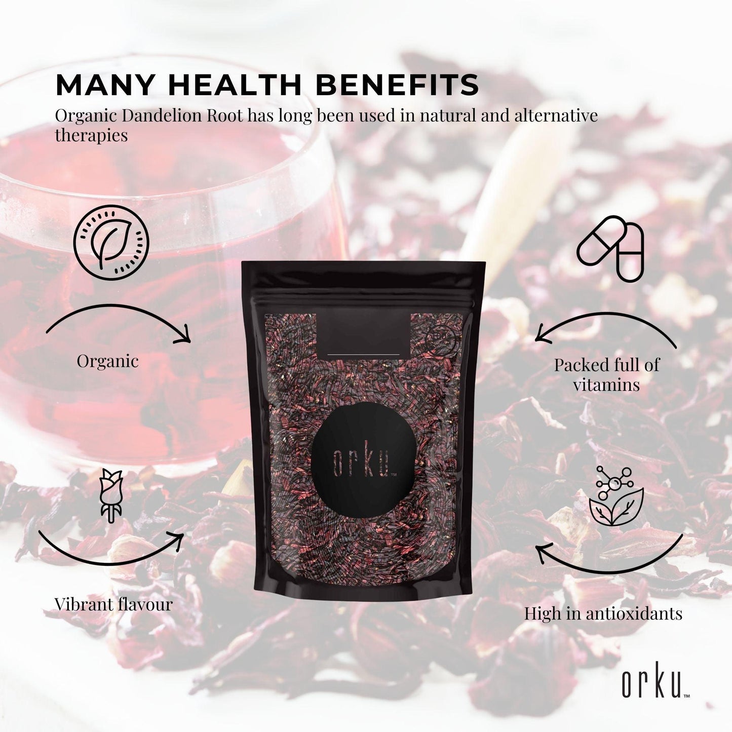 1Kg Organic Hibiscus Rosella Flower Crushed - Dried Herbal Tea Supplement.