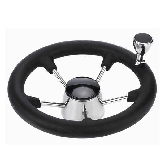 13.5" Boat Steering Wheel With Grip Cover - Stainless Steel 3/4" 5 Spoke With Knob.