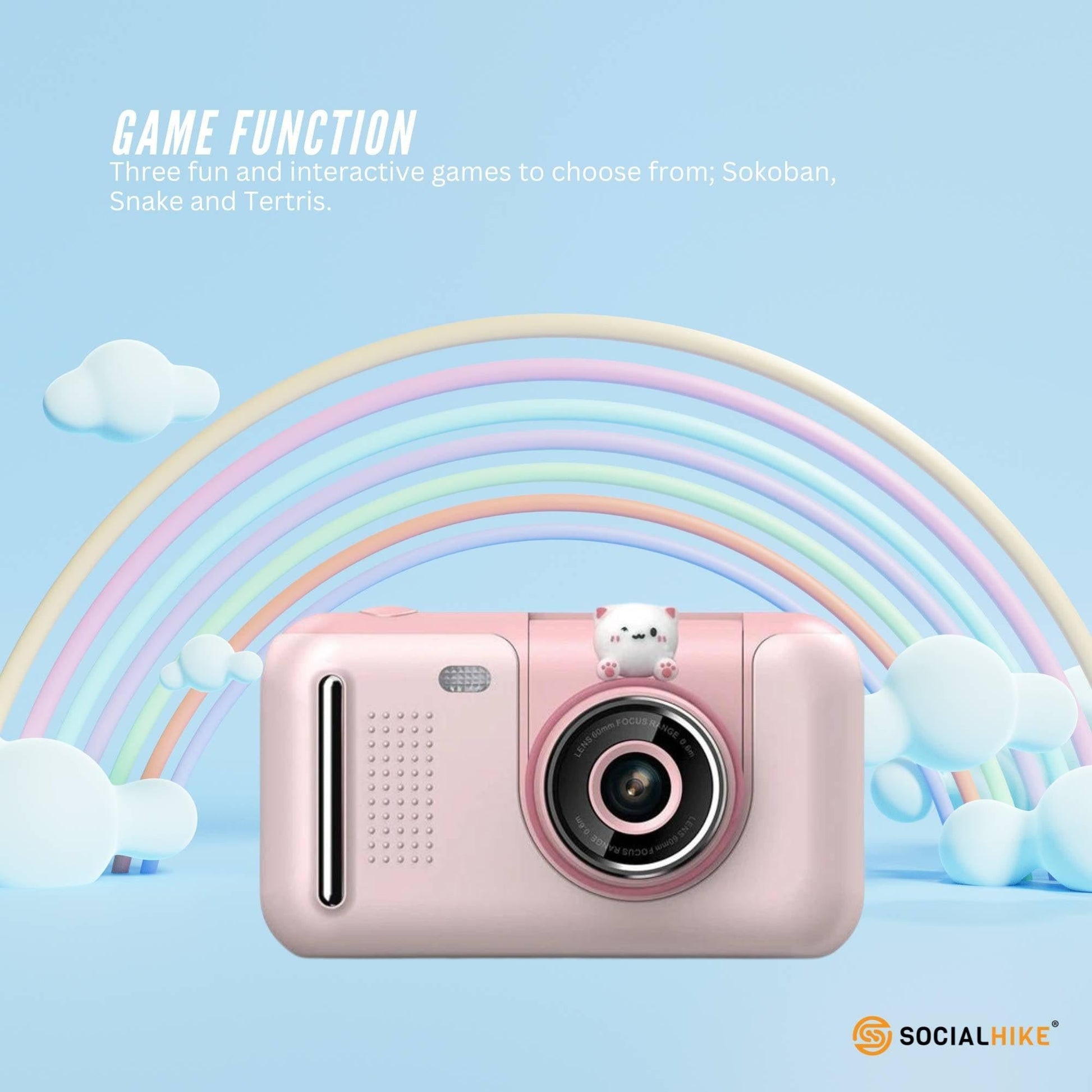 Kids HD Digital Camera Pink - Children's Selfie Photo Video 2.4 Inch Screen.