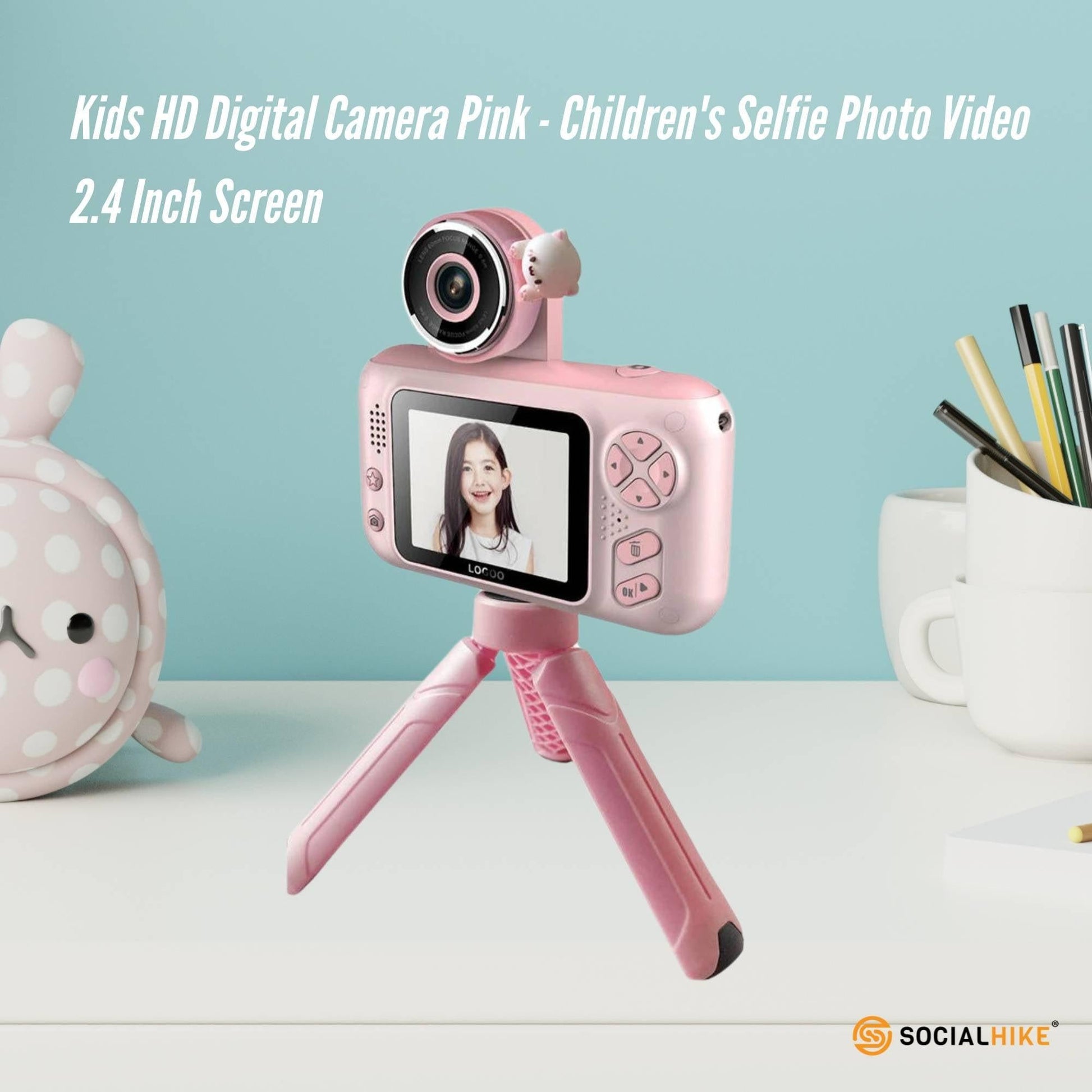 Kids HD Digital Camera Pink - Children's Selfie Photo Video 2.4 Inch Screen.