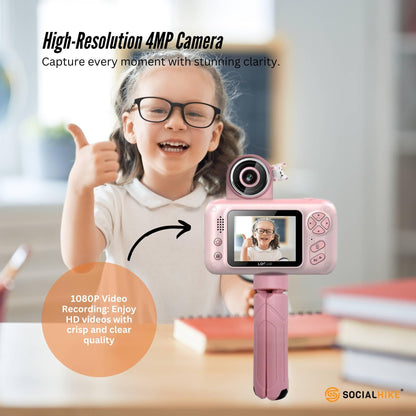 Kids HD Digital Camera Pink - Children's Selfie Photo Video 2.4 Inch Screen.