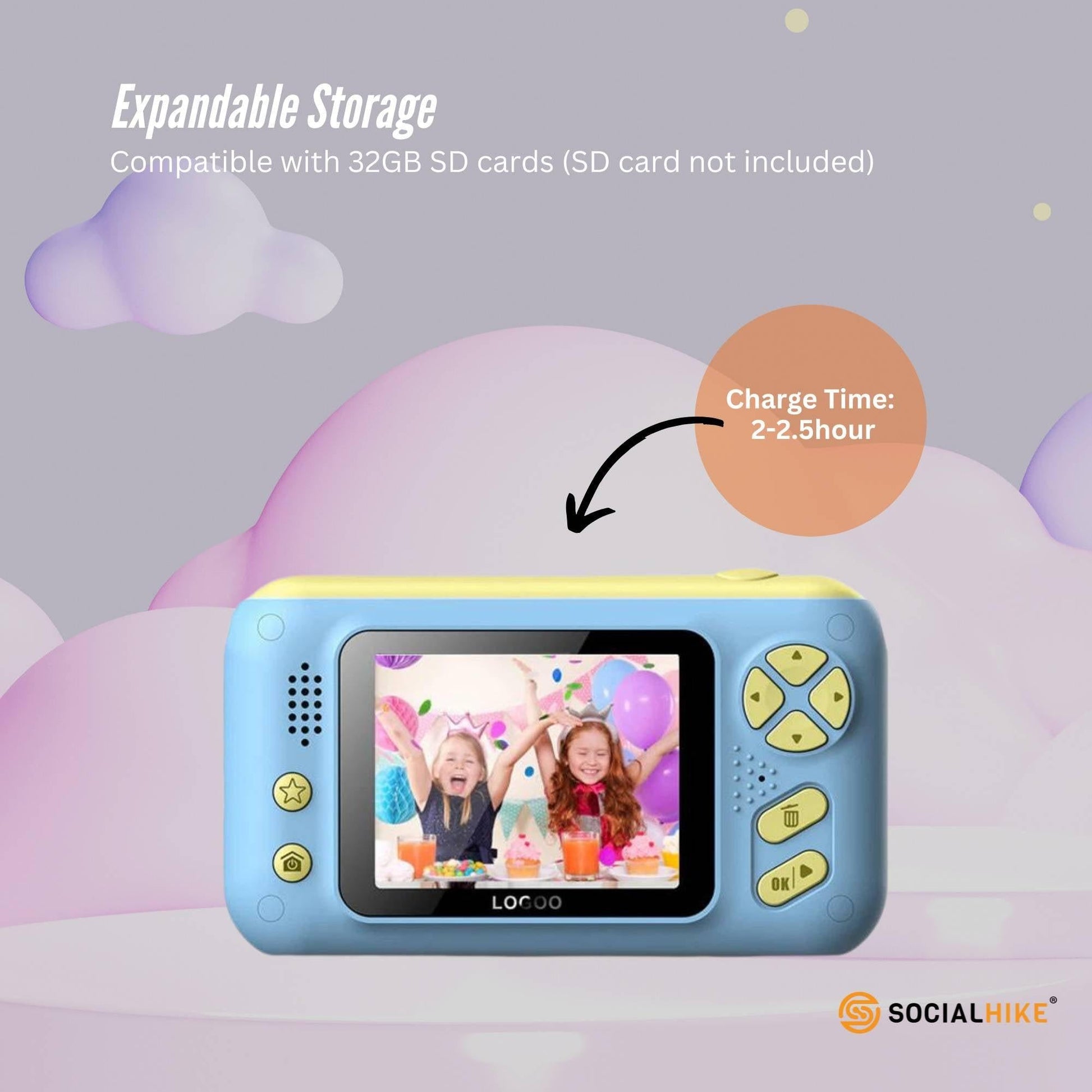 Kids HD Digital Camera Blue - Children's Selfie Photo Video 2.4 Inch Screen.