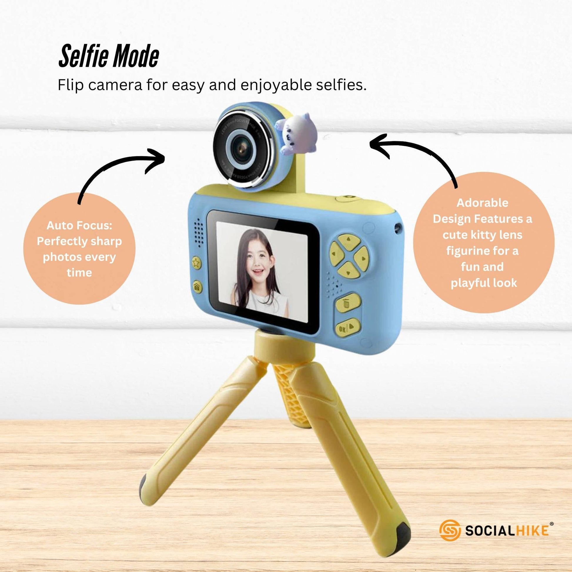 Kids HD Digital Camera Blue - Children's Selfie Photo Video 2.4 Inch Screen.