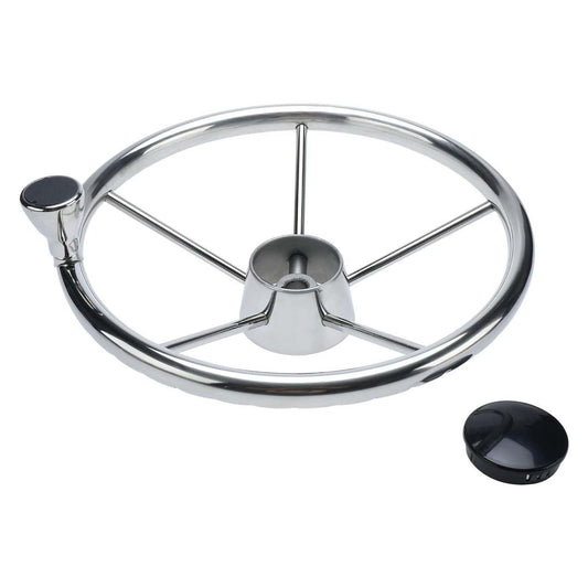 13.5" Boat Stainless Steel Steering Wheel - 5 Spoke with Knob For 3/4" Shaft.