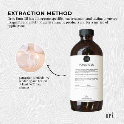 Orku 100ml Pure Emu Oil - Natural Undiluted Australian Dromaius Novaehollandiae