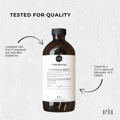 Orku 100ml Pure Emu Oil - Natural Undiluted Australian Dromaius Novaehollandiae