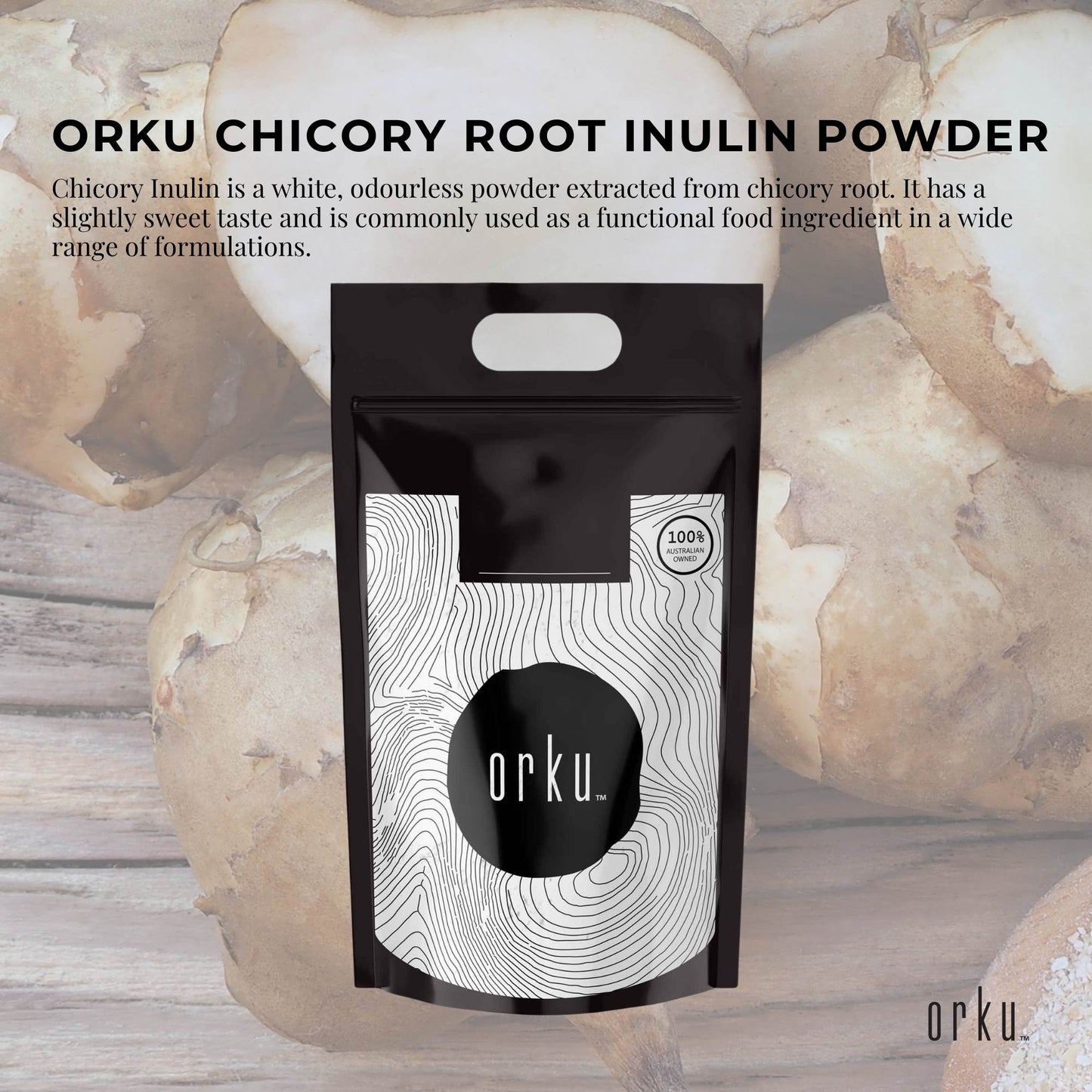 Orku 20Kg Chicory Root Inulin Powder - Unflavoured Food Ingredient.