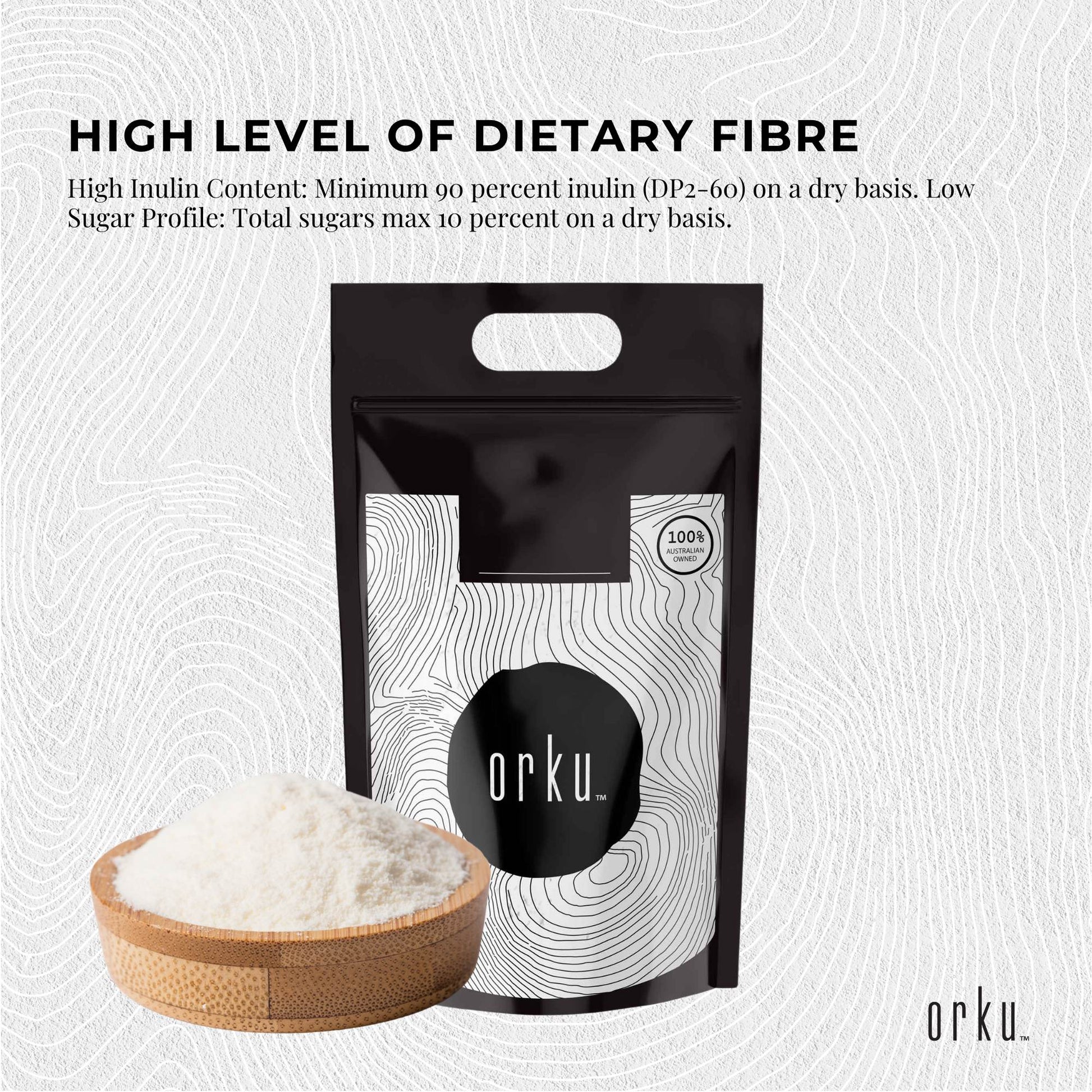 Orku 20Kg Chicory Root Inulin Powder - Unflavoured Food Ingredient.