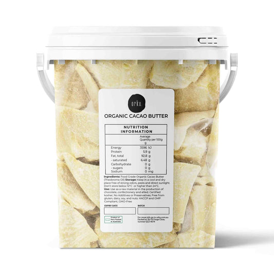 600g Organic Cacao Butter Bucket - Cold Pressed Raw Natural Food Grade Blocks.