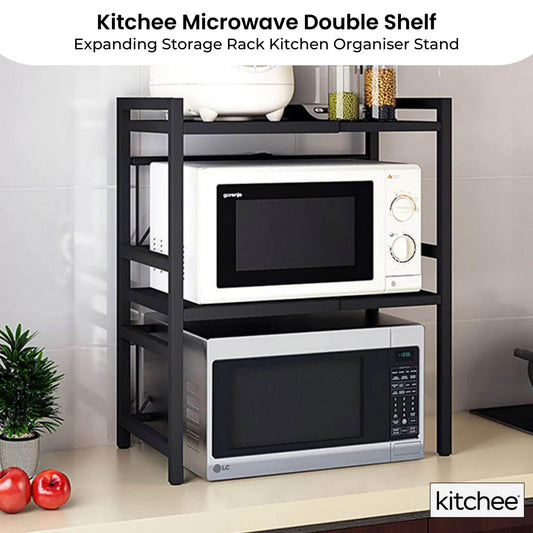 Kitchee Microwave Double Shelf - Expanding Storage Rack Kitchen Organiser Stand.
