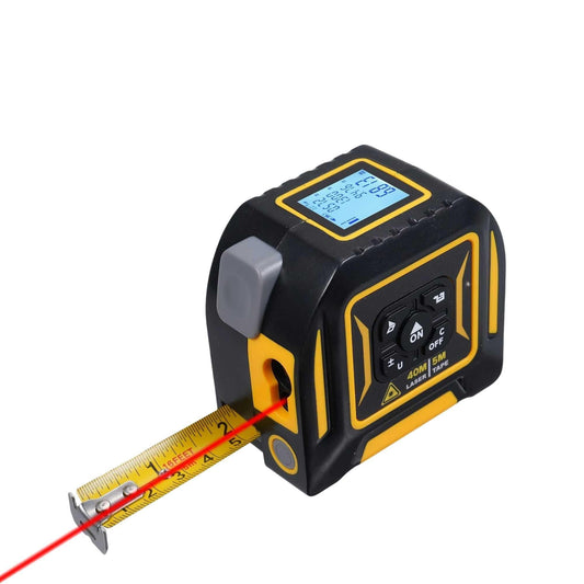 Tooleroo 40m Digital Laser Tape Measure + 5m Steel Tape â 3-in-1 Cross Marking.