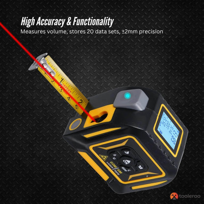 Tooleroo 60m Digital Laser Tape Measure + 5m Steel Tape â 3-in-1 Cross Marking.