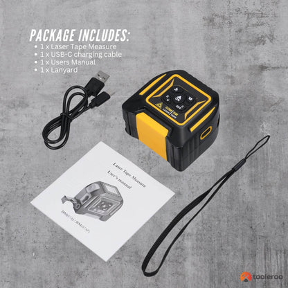 Tooleroo 60m Digital Laser Tape Measure + 5m Steel Tape â 3-in-1 Cross Marking.