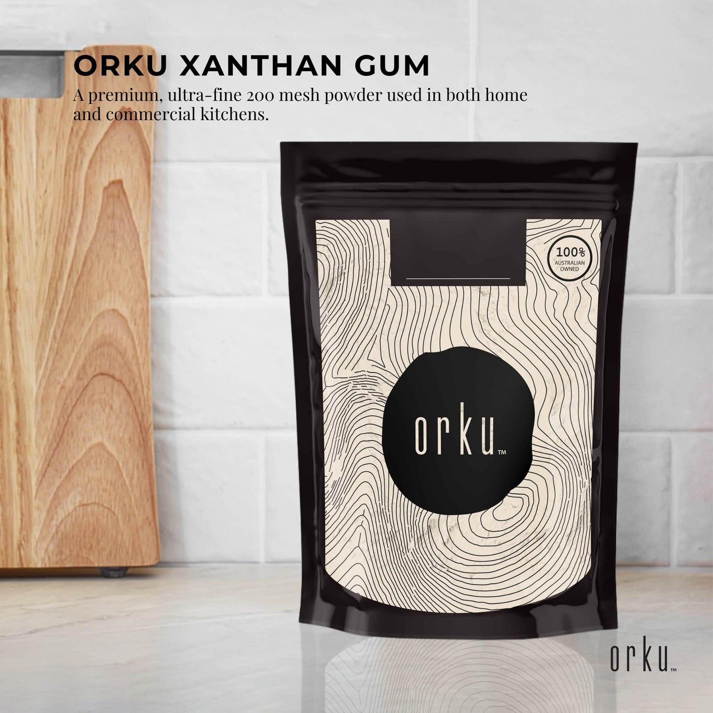 Orku 2Kg Xanthan Gum Thickener Pure Fine Powder 200 Mesh FCC E415 Food Additive.