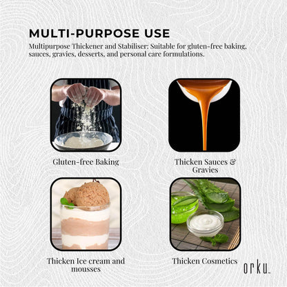 Orku 2Kg Xanthan Gum Thickener Pure Fine Powder 200 Mesh FCC E415 Food Additive.