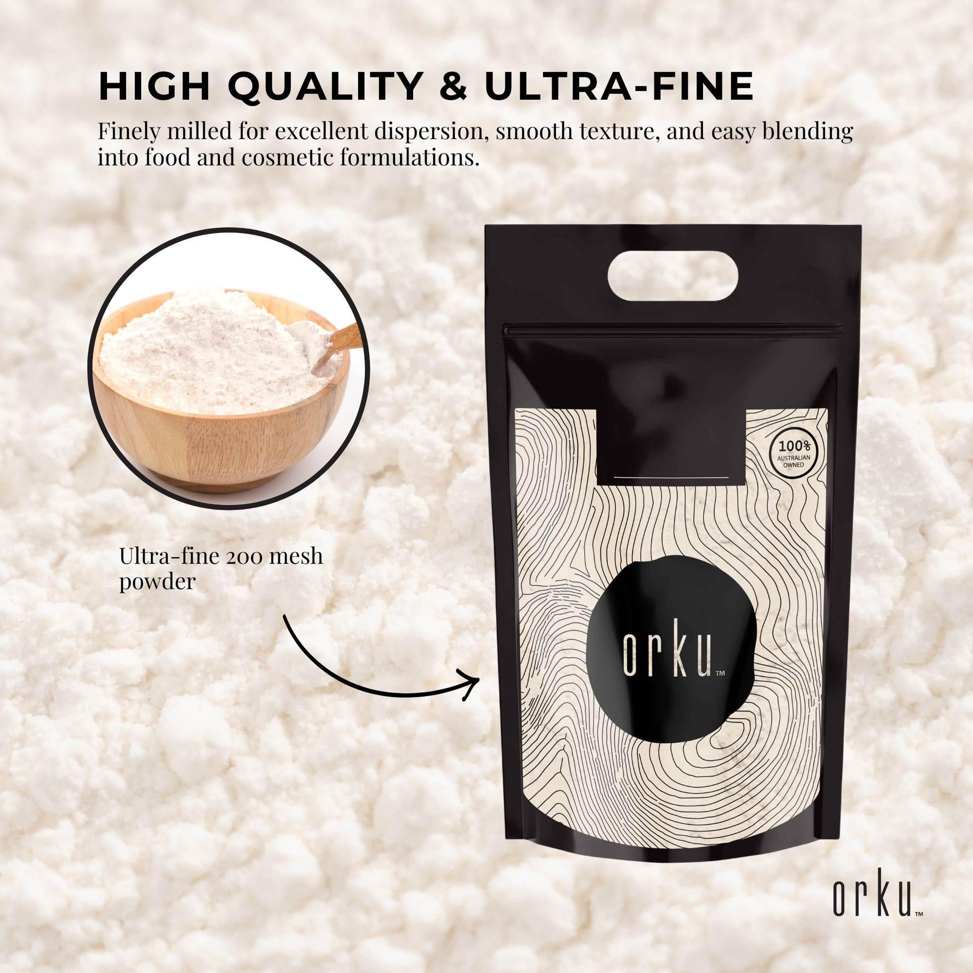 Orku 5Kg Xanthan Gum Thickener Pure Fine Powder 200 Mesh FCC E415 Food Additive.