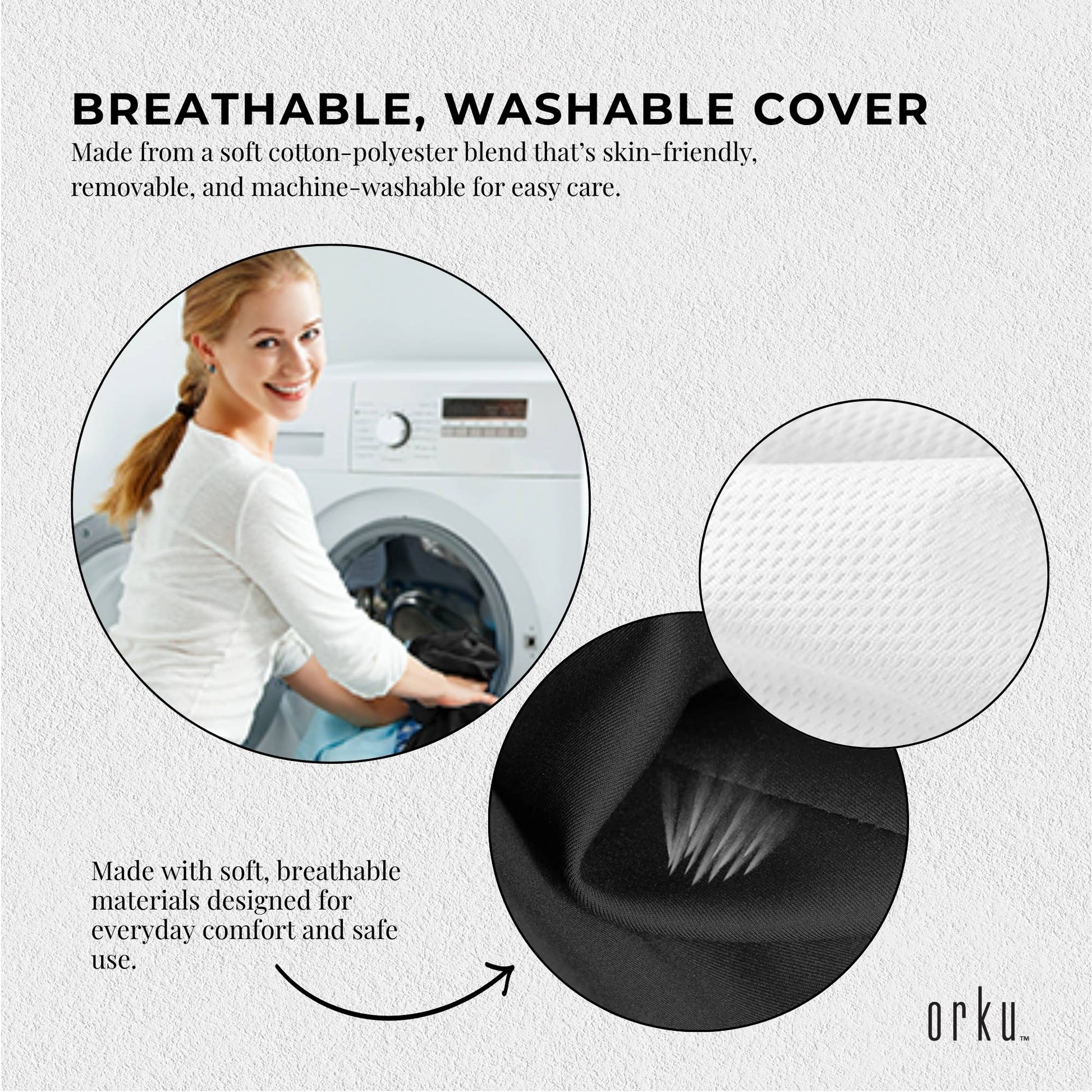 Orku Ergonomic Lumbar Cushion - Memory Foam Back Support Car Office Gaming Chair.