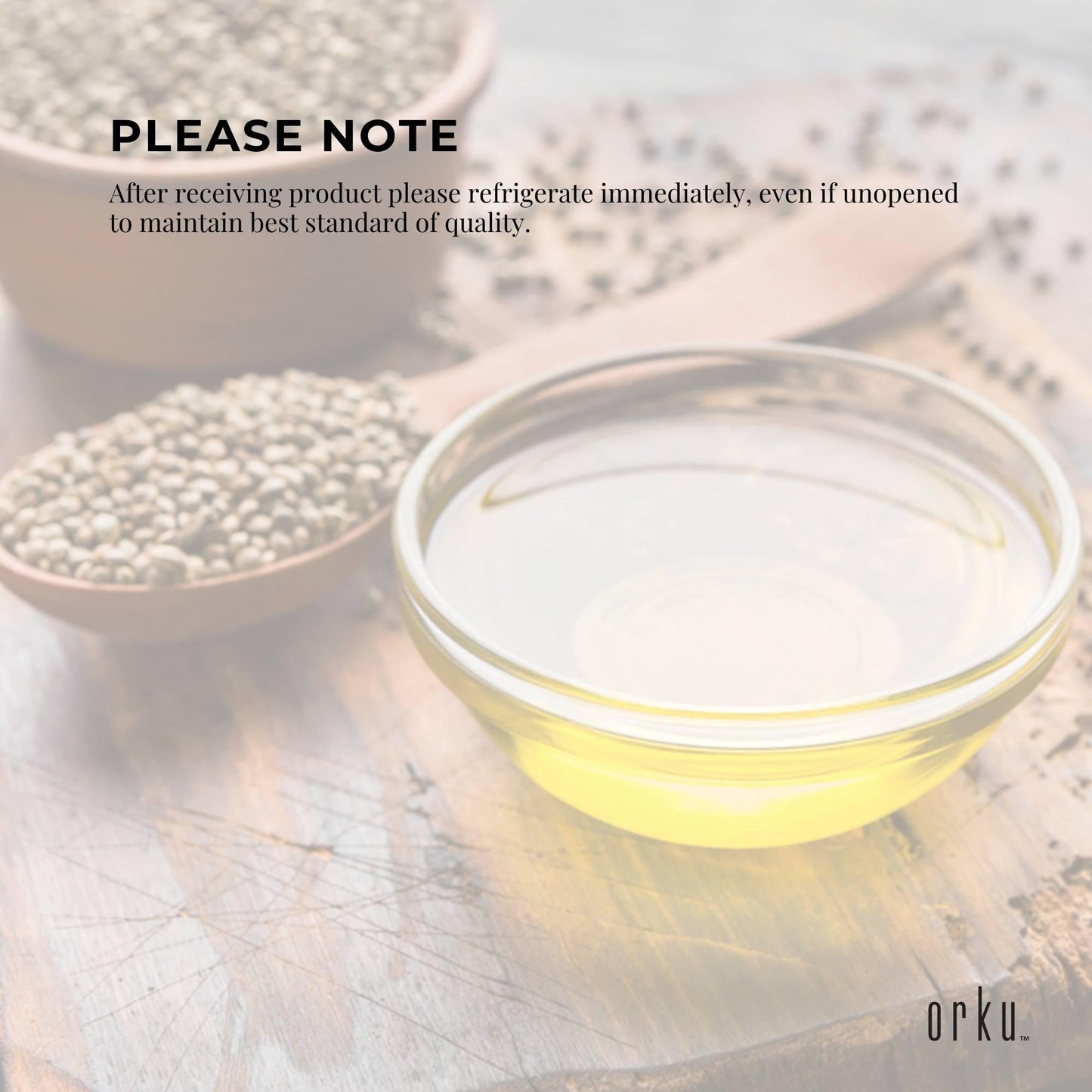 Orku 500ml Organic Hemp Seed Oil - Cold Pressed Food Grade Oils.