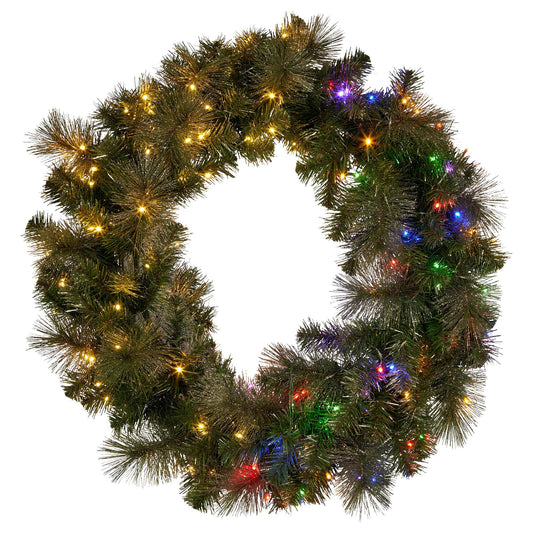 Christabelle 1.22m Split 2pc Christmas Wreath with LED Lights Pine Dual Front Doors Decoration Ornament
