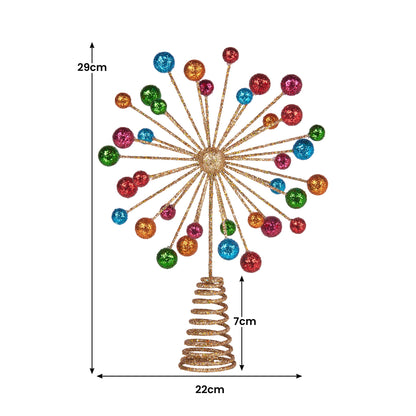 Christabelle Christmas Tree Topper Glittery Baubles Gold Decoration Ornaments