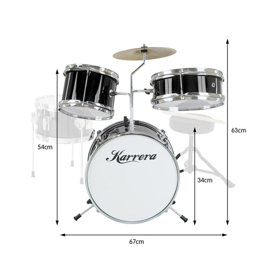 Karrera Children's 4pc Drum Kit - Black.