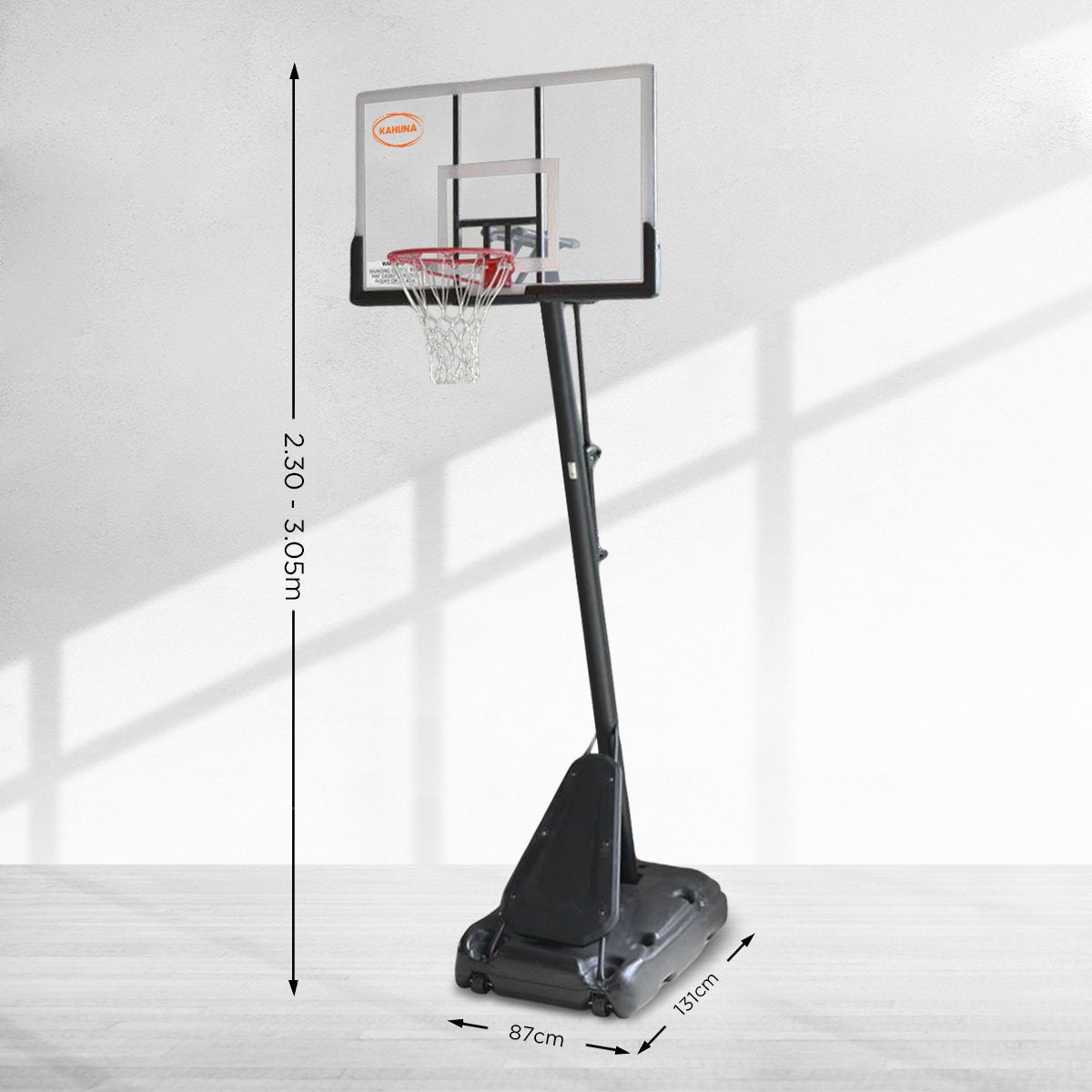 Kahuna Portable Basketball Hoop System 2.3 to 3.05m for Kids & Adults.