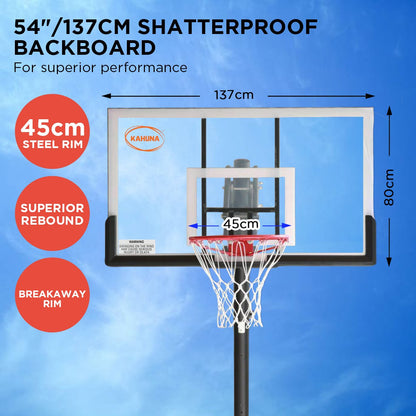Kahuna Portable Basketball Hoop System 2.3 to 3.05m for Kids & Adults.