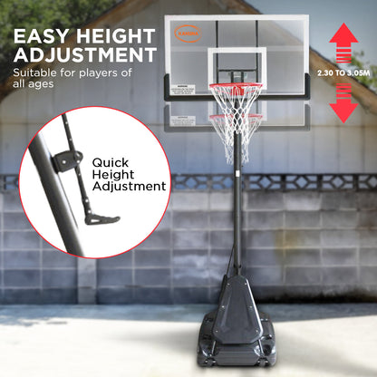 Kahuna Portable Basketball Hoop System 2.3 to 3.05m for Kids & Adults.