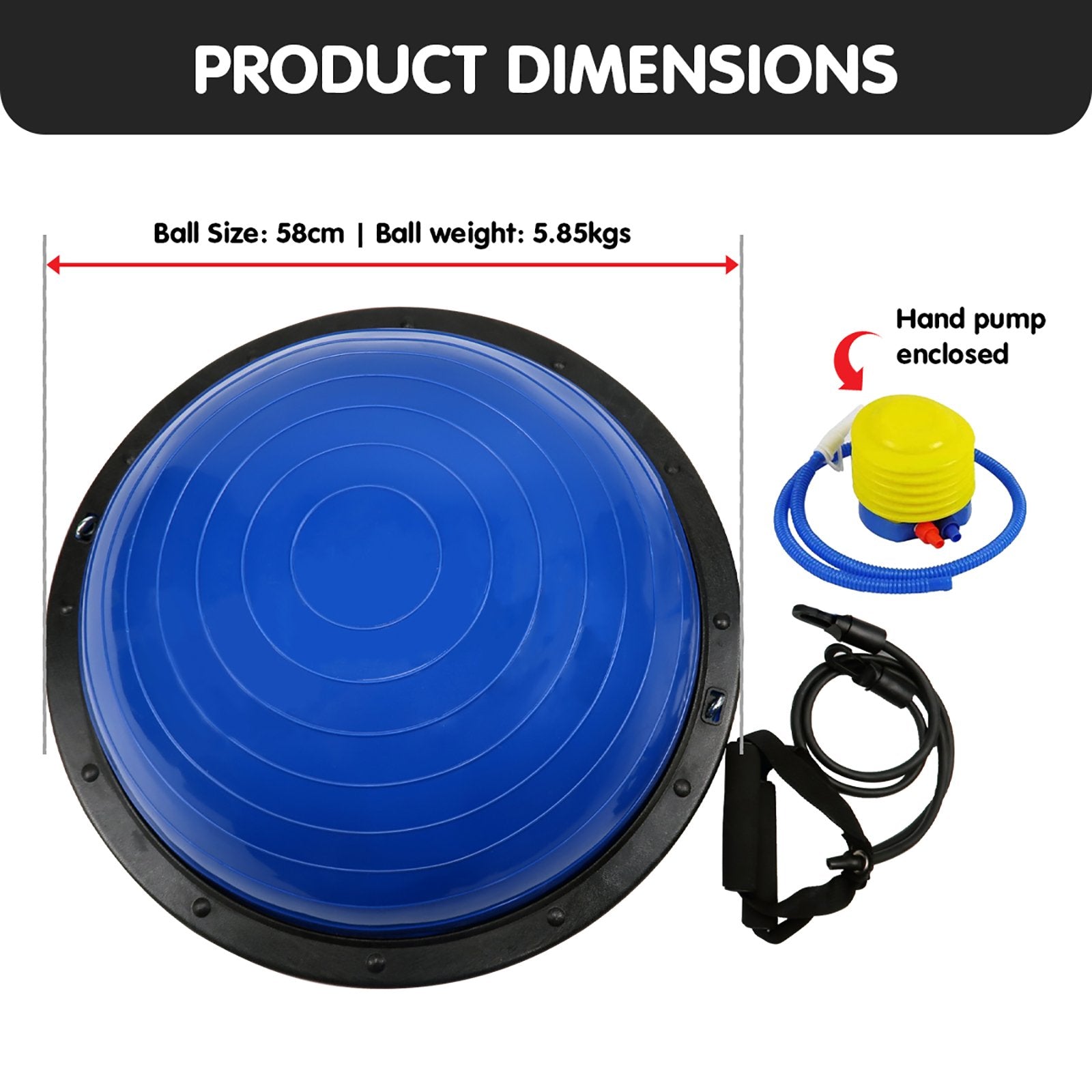 Powertrain Fitness Yoga Ball Home Gym Workout Balance Trainer Blue.