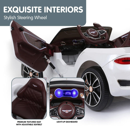 Kahuna Bentley Exp 12 Speed 6E Licensed Kids Ride On Electric Car Remote Control - White.