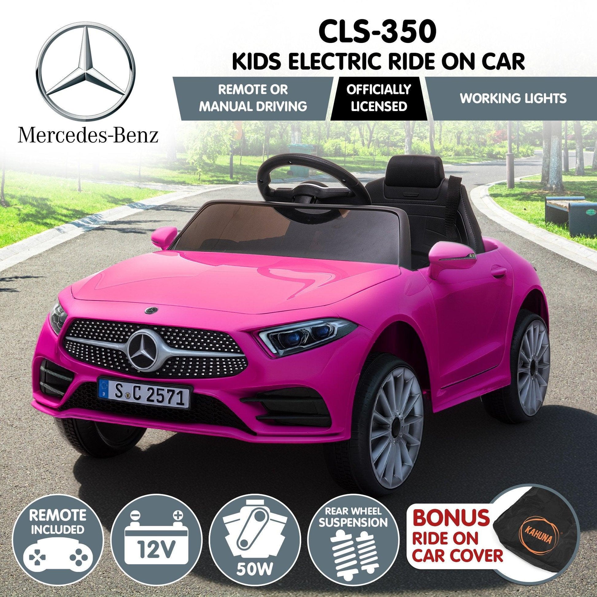 Kahuna Mercedes Benz CLS 350 Kids Electric Ride On Car with Remote Control - Pink.