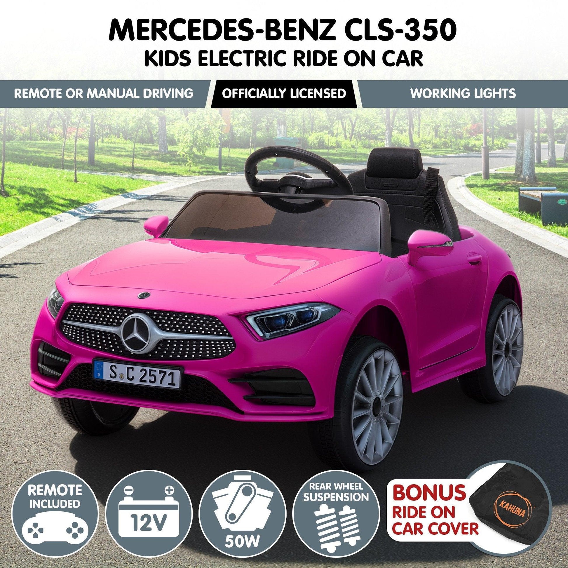 Kahuna Mercedes Benz CLS 350 Kids Electric Ride On Car with Remote Control - Pink.