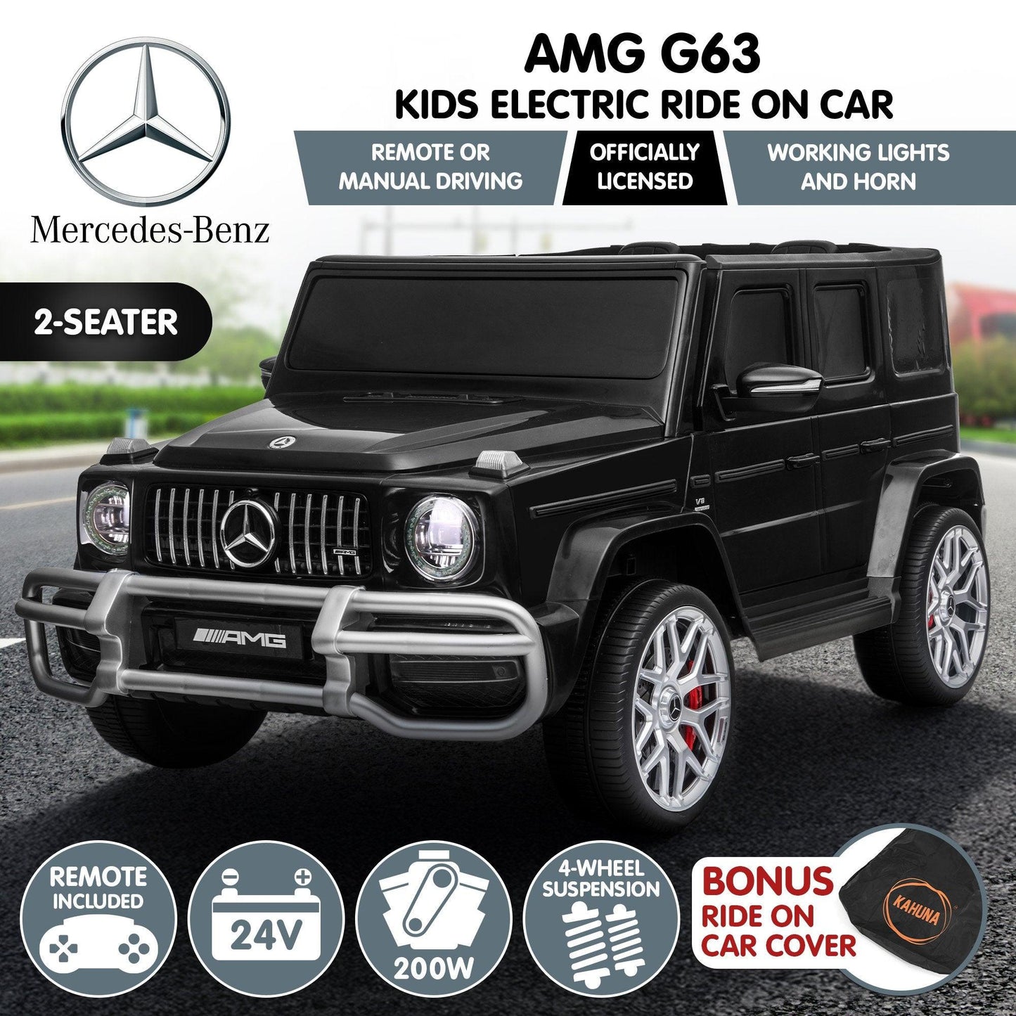 Kahuna Mercedes Benz AMG G63 Kids Electric Two Seater Ride On Car with Remote Control.
