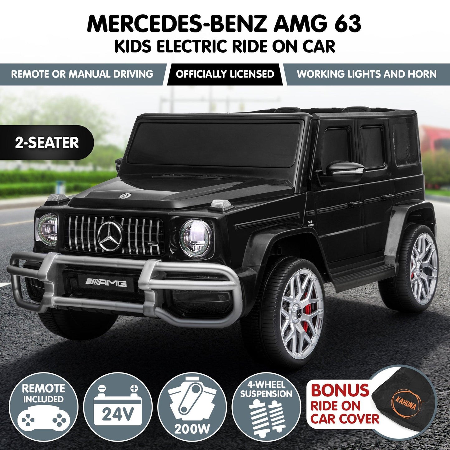 Kahuna Mercedes Benz AMG G63 Kids Electric Two Seater Ride On Car with Remote Control.