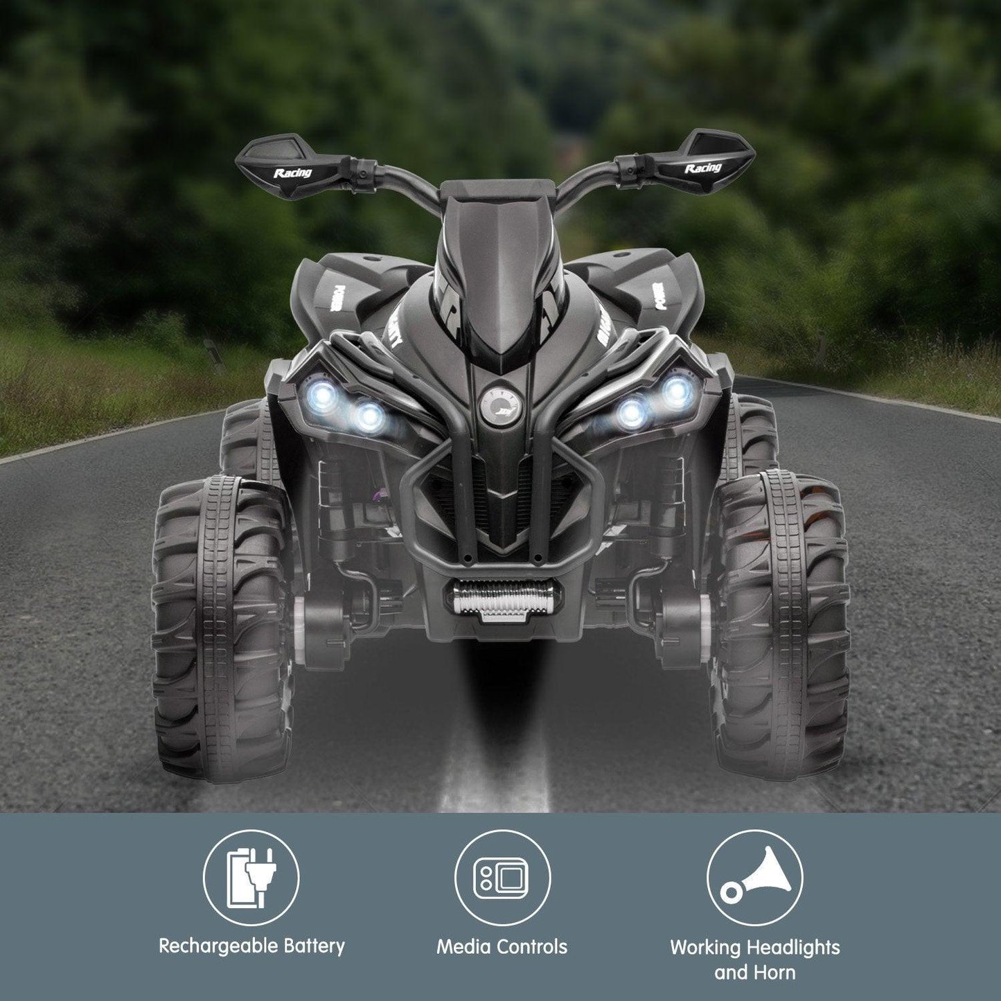 Kahuna GTS99 Kids Electric Ride On Quad Bike Toy ATV 50W - Black.