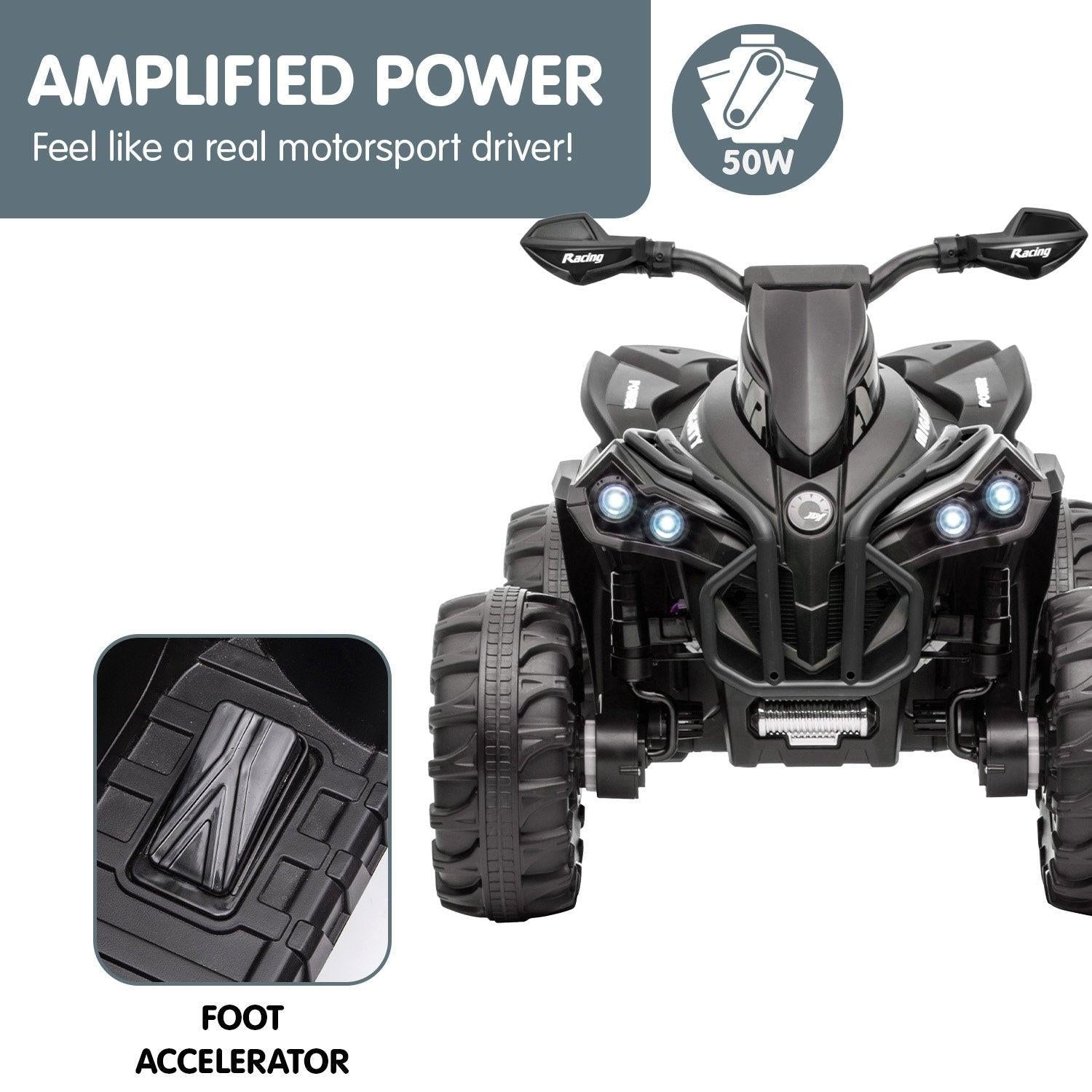 Kahuna GTS99 Kids Electric Ride On Quad Bike Toy ATV 50W - Black.