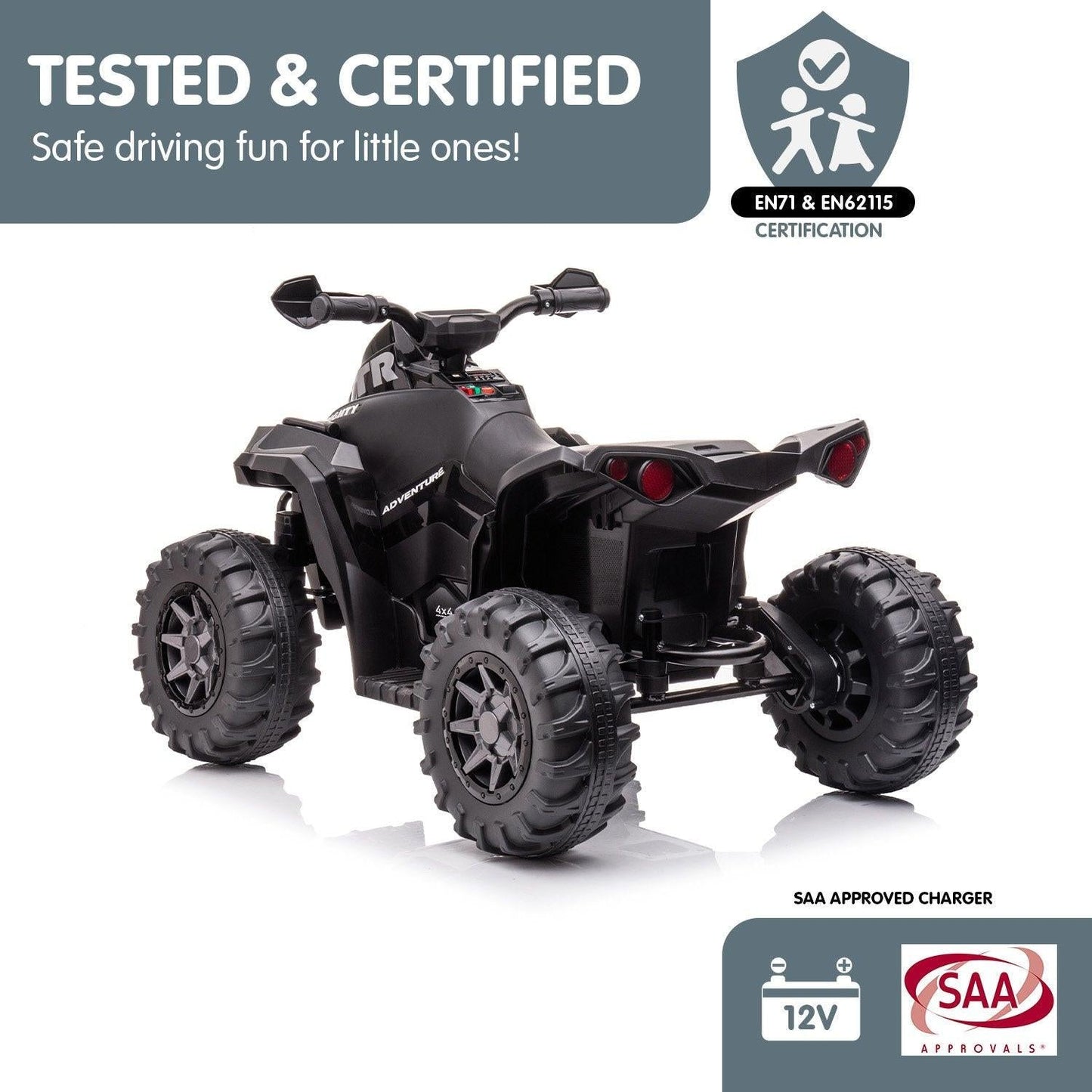 Kahuna GTS99 Kids Electric Ride On Quad Bike Toy ATV 50W - Black.