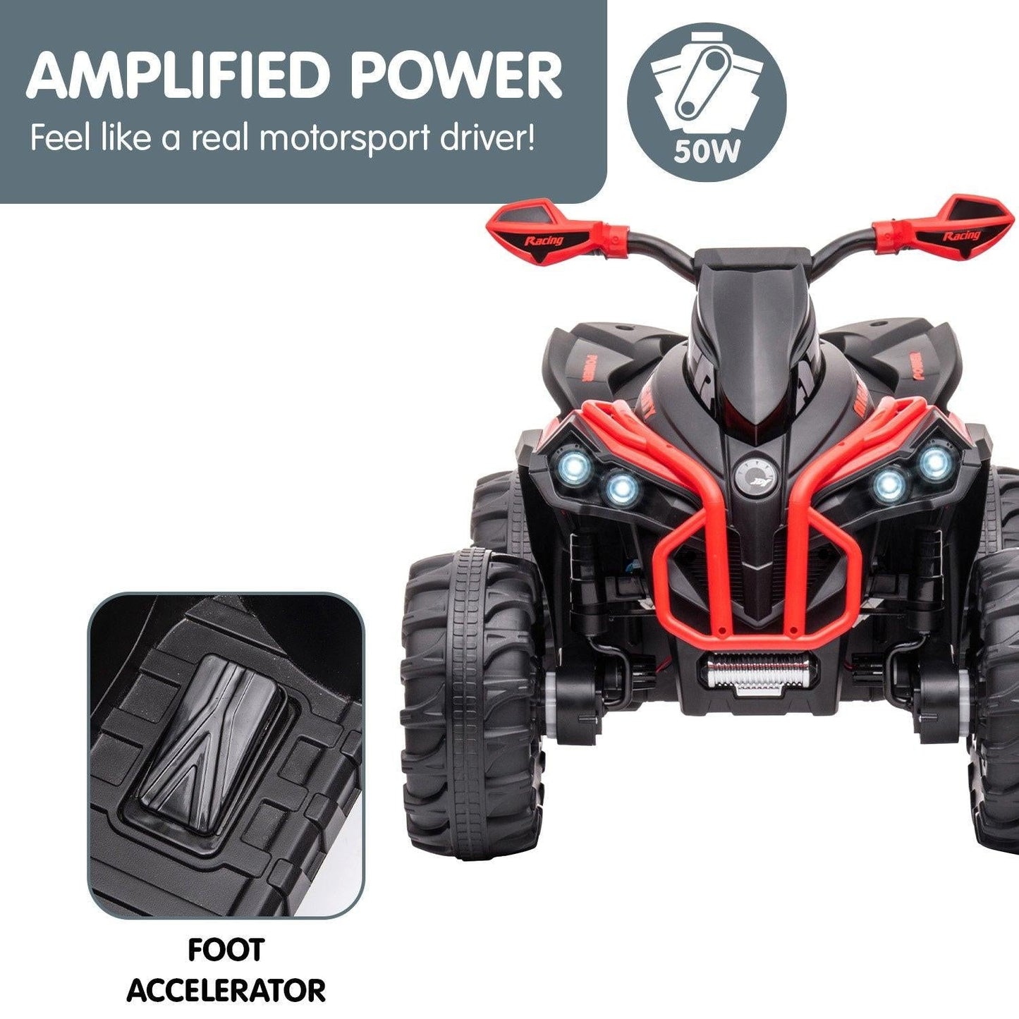 Kahuna GTS99 Kids Electric Ride On Quad Bike Toy ATV 50W - Red.