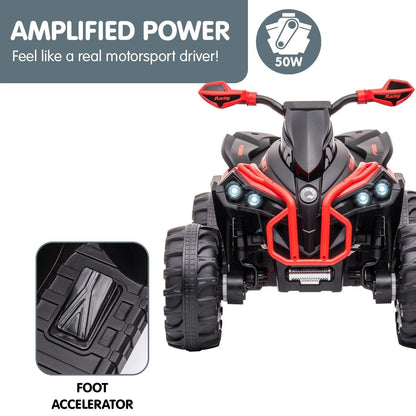 Kahuna GTS99 Kids Electric Ride On Quad Bike Toy ATV 50W - Red.