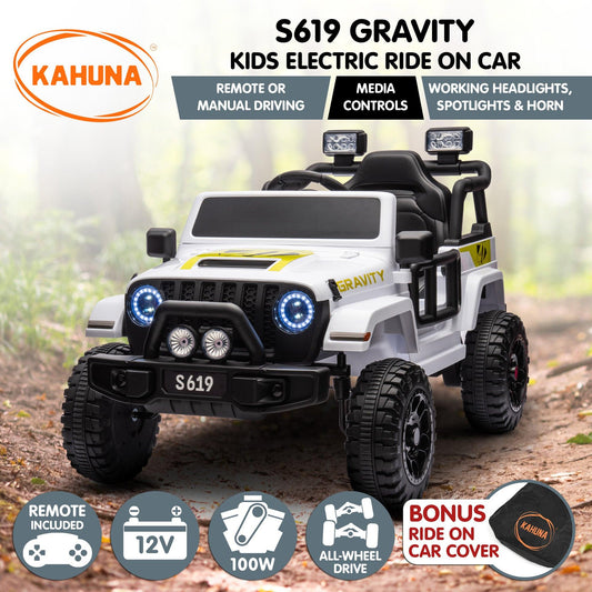 Kahuna S619 Gravity Kids Electric Ride On Car - White.