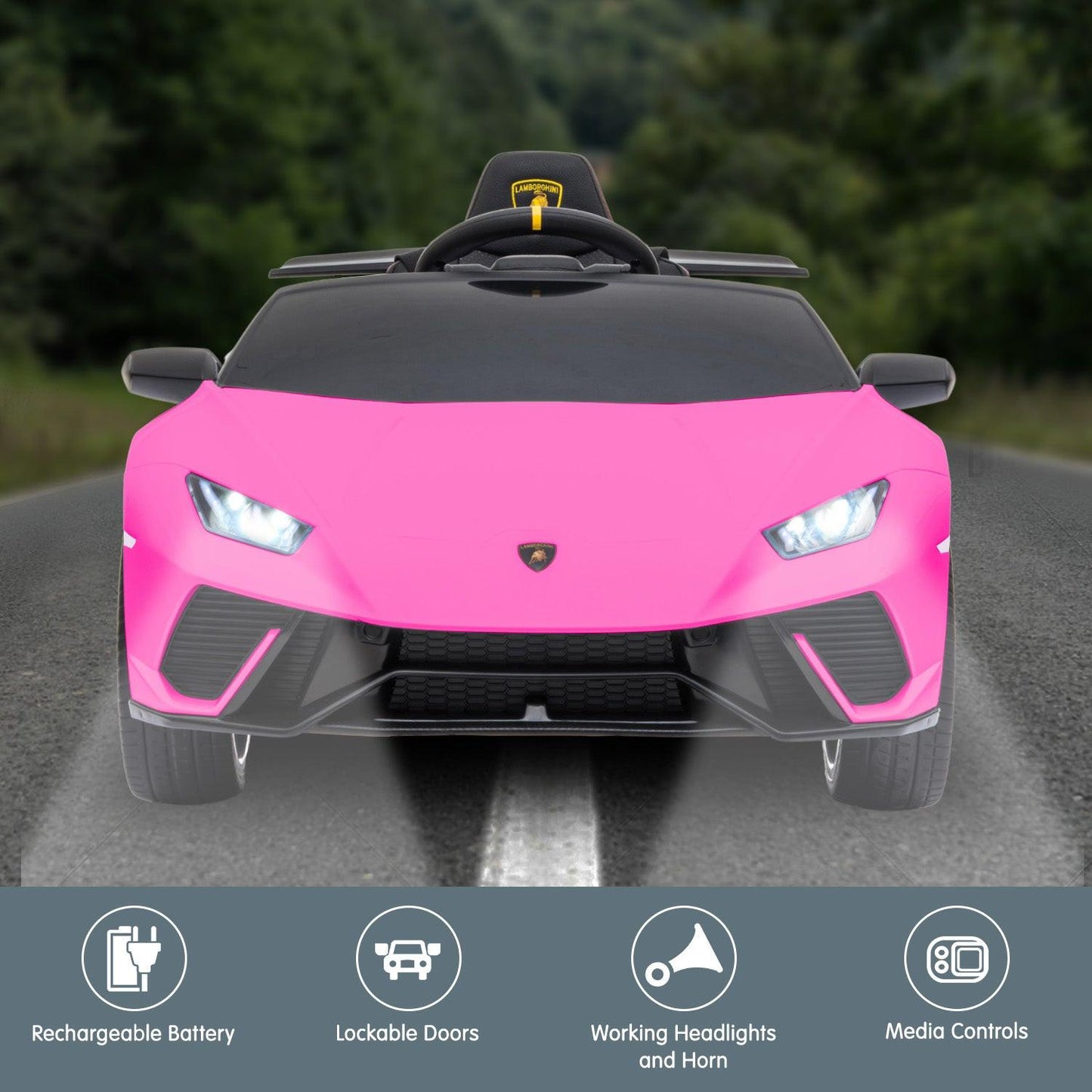 Kahuna Lamborghini Performante Kids Electric Ride On Car Remote Control by Kahuna - Pink.
