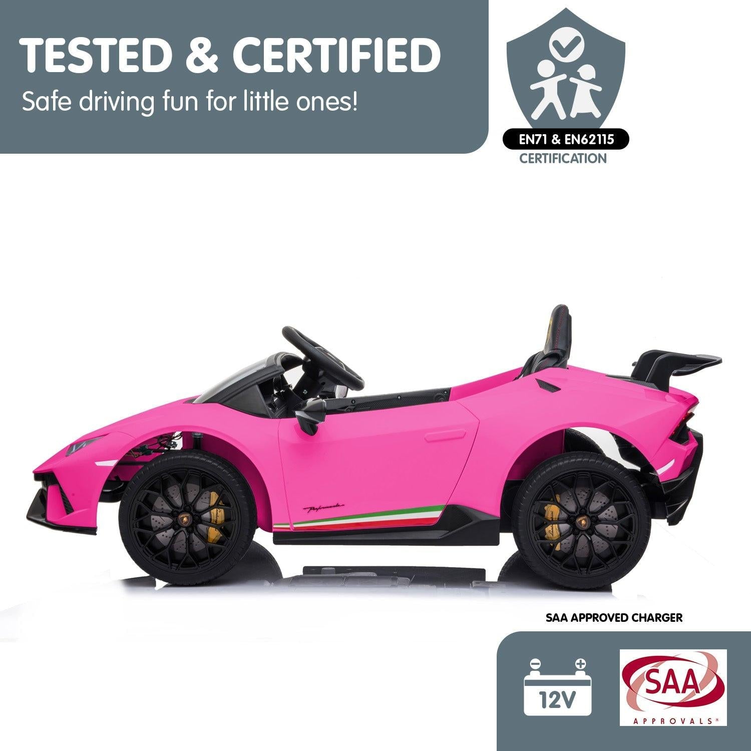 Kahuna Lamborghini Performante Kids Electric Ride On Car Remote Control by Kahuna - Pink.