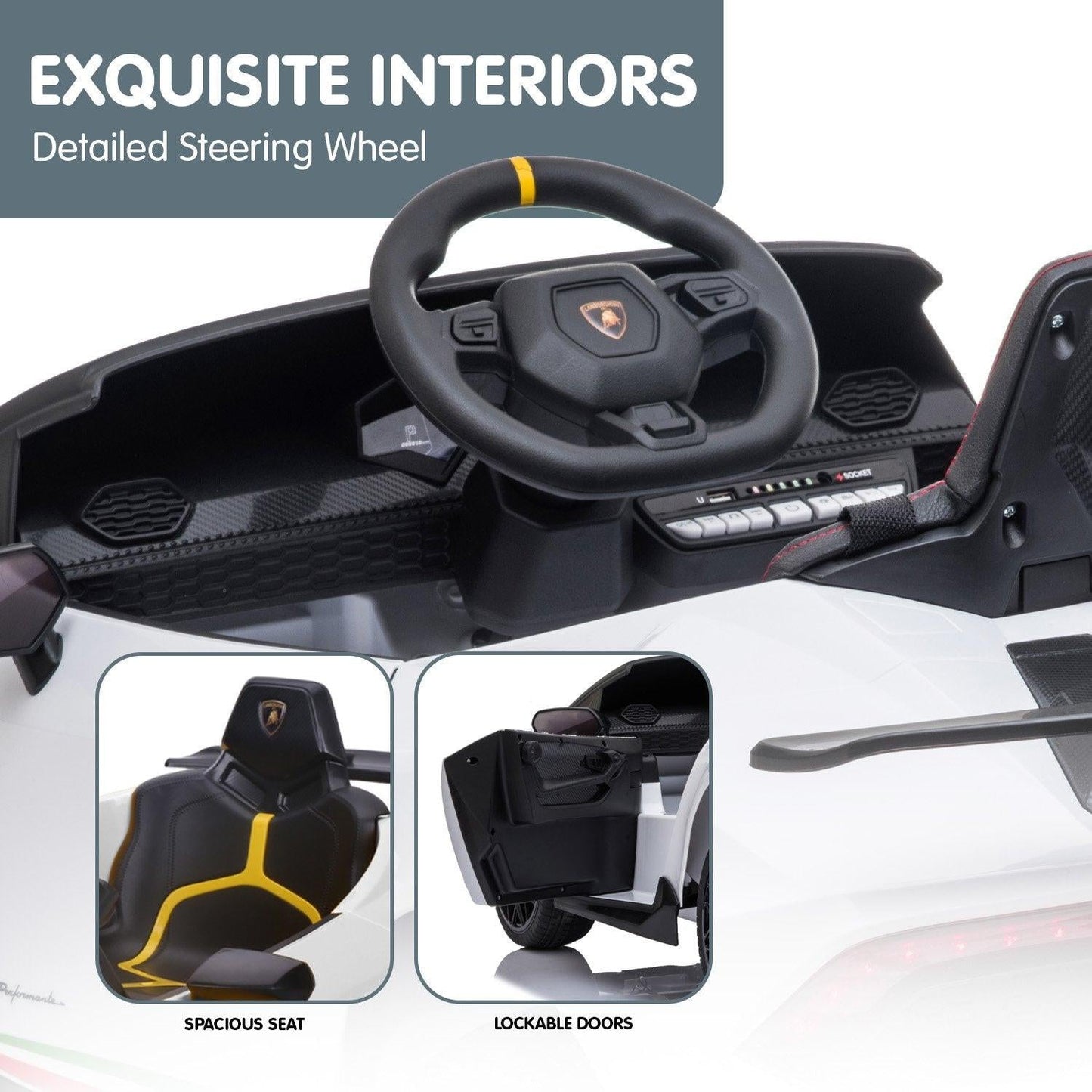 Kahuna Lamborghini Performante Kids Electric Ride On Car Remote Control by Kahuna - White.